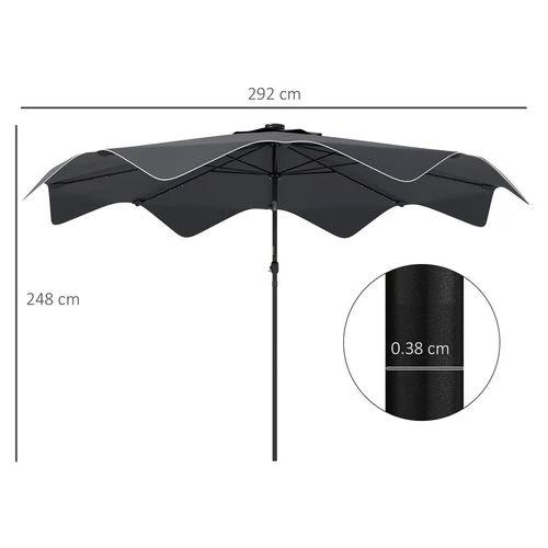 Outsunny Garden Parasol Umbrella with LED Lights and Tilt, Table Umbrella by Outsunny