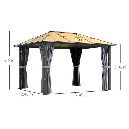 Outsunny 3 x 3.6m Hardtop Gazebo with Aluminium Frame and Curtains by Outsunny