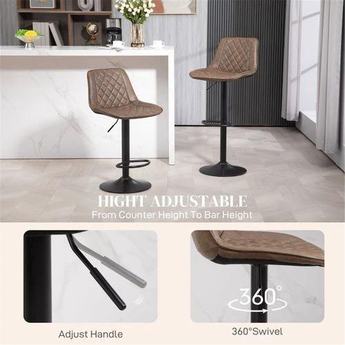 Adjustable Faux Leather Bar Stools with 360 Degree Swivel and Footrest for Stylish Home Dining by N/A