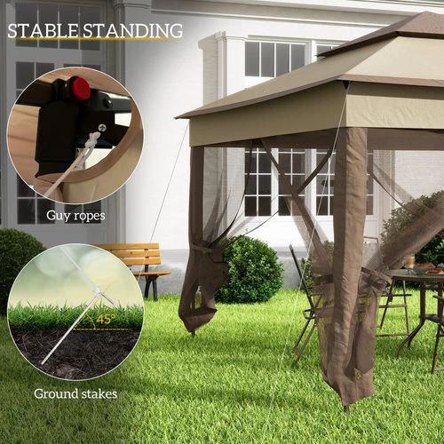 Gazebo, 325Lx325Wx295H cm-Khaki/Brown by Outsunny