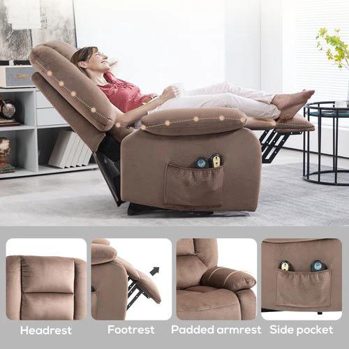 HOMCOM Riser and Recliner Chair Lift Chair with Vibration Massage, Heat, Brown by HOMCOM