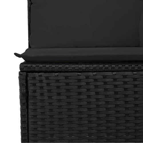 vidaXL 4 Piece Garden Sofa Set with Cushions Black Poly Rattan Acacia by vidaXL