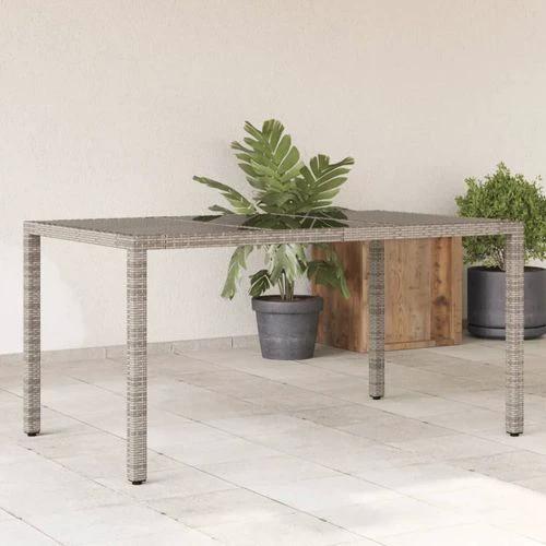 vidaXL Garden Table with Glass Top Grey 150x90x75 cm Poly Rattan by vidaXL
