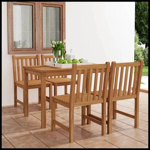 Quality Teak Garden Dining Set 5 Piece Durable Outdoor Patio by vidaXL