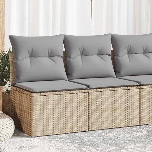 vidaXL 4 Piece Garden Sofa Set with Cushions Beige Poly Rattan Acacia by vidaXL