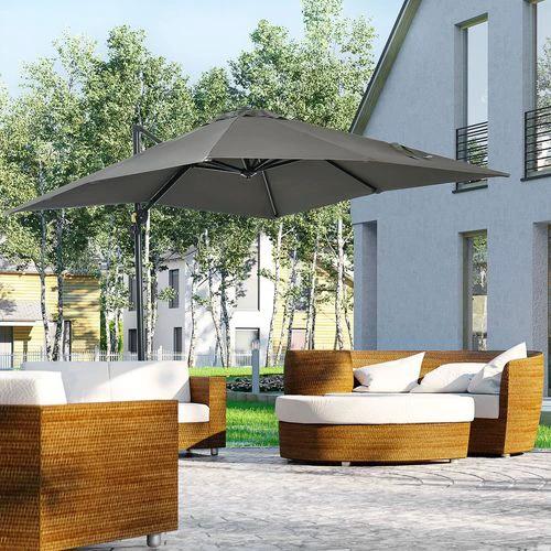 Outsunny Square Cantilever Roma Parasol 360� Rotation w/ Hand Crank, Grey by Outsunny