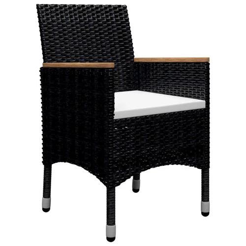 vidaXL 9 Piece Garden Dining Set Poly Rattan and Tempered Glass Black - Garden Set