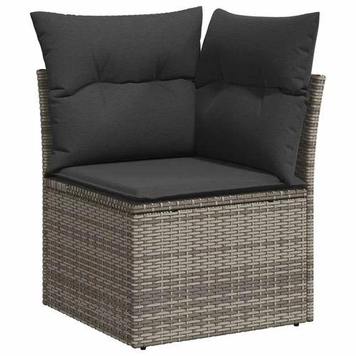 vidaXL 7 Piece Garden Sofa Set with Cushions Grey Poly Rattan Acacia by vidaXL