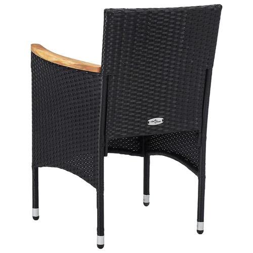 5 Piece Garden Dining Set Poly Rattan and Solid Wood Black by vidaXL