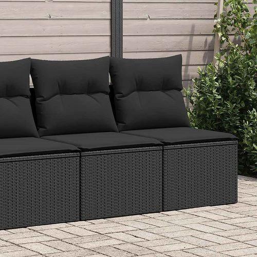 vidaXL 4 Piece Garden Sofa Set with Cushions Black Poly Rattan Acacia by vidaXL