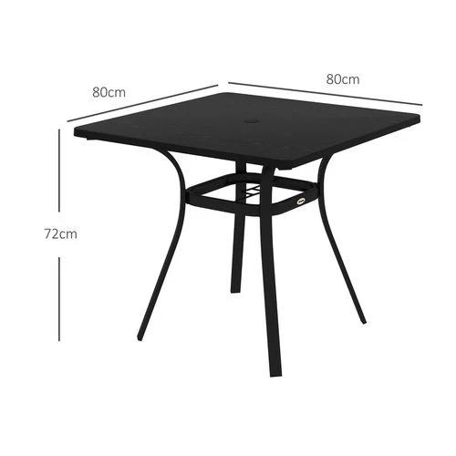 Outsunny Garden Table with Metal Tabletop, Steel Frame for Balcony, Porch, Black by Outsunny