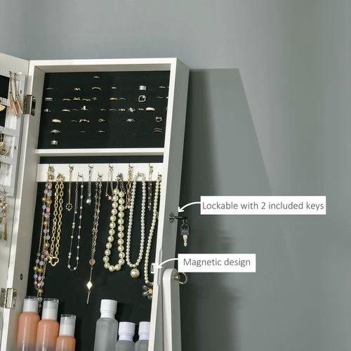 Unbranded Mirrored Jewellery Cabinet Lockable Jewellery Organiser White - Mirror