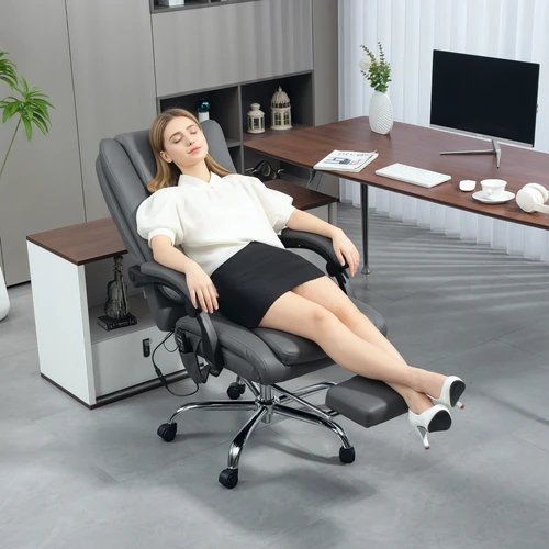 HOMCOM PU Leather Massage Office Chair with Reclining Feature and Vibration Modes for Comfort-Seeking Professionals - Office Chair