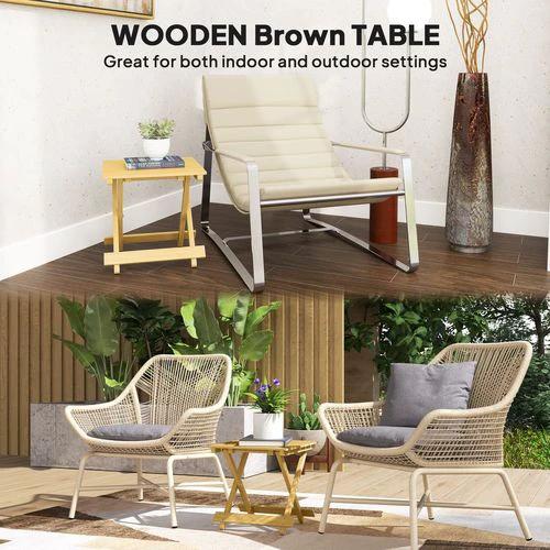 Outsunny Outsunny Wooden Folding Garden Table, Folding Side Table, Nature Wood Finish - Garden Table