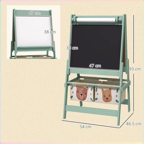 AIYAPLAY Kids Easel Compact Three In One Chalkboard Whiteboard Paper Roll Storage For Children Green by AIYAPLAY