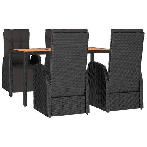 5 Piece Garden Dining Set Black Poly Rattan&Solid Wood Acacia by vidaXL