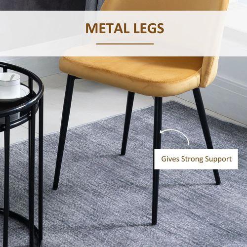 HOMCOM 2 Pieces Modern Upholstered Fabric Bucket Seat Dining Chairs Living Room Yellow - Fabric Dining Chairs