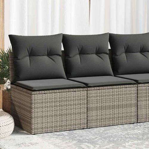 vidaXL vidaXL 4 Piece Garden Sofa Set with Cushions Grey Poly Rattan Acacia - Garden Sofa Sets