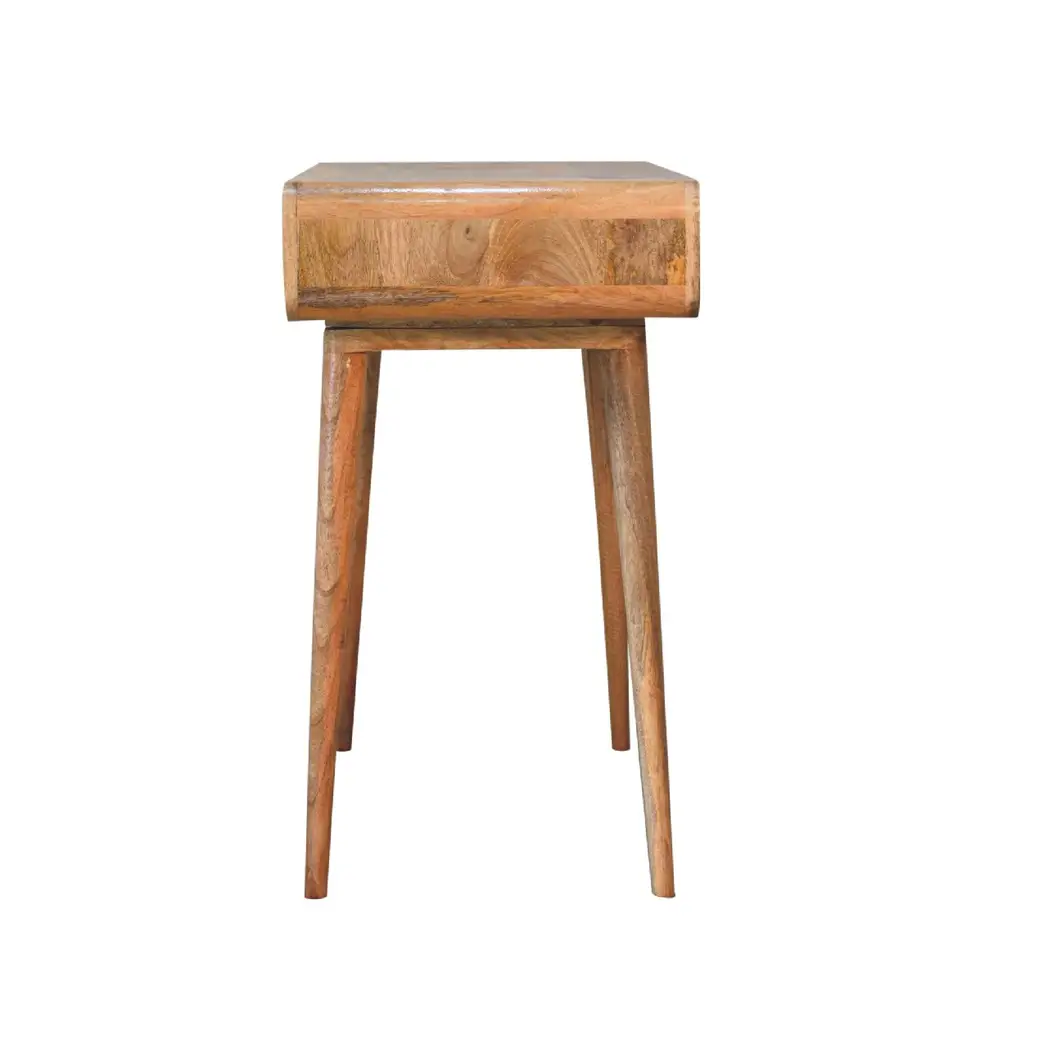 Artisan Furniture Artisan Furniture Solid Wood Curved Oak-ish Writing Desk, 1 Drawer, 1 Shelf, Brown - Desk