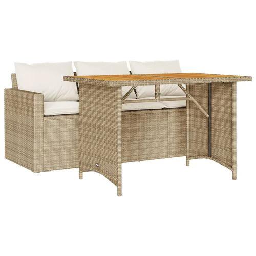 vidaXL vidaXL 2 Piece Garden Dining Set with Cushions Beige Poly Rattan - Garden Set