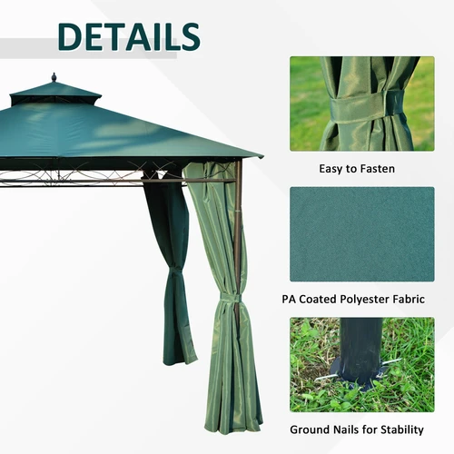 Outsunny Outsunny Metal Garden Gazebo 3 x 3m with Water Resistant Roof for Outdoor Gatherings and Parties - Gazebos