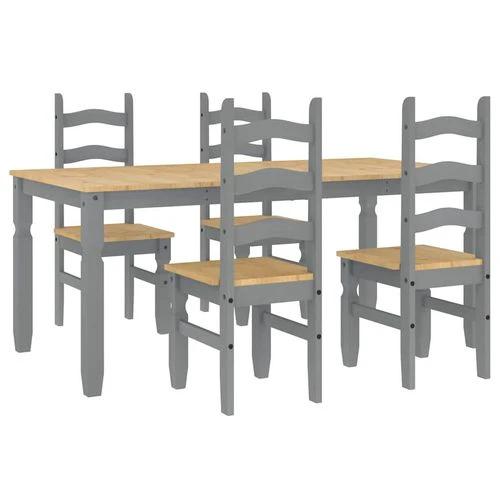vidaXL 5 Piece Dining Set Panama Grey Solid Wood Pine by vidaXL