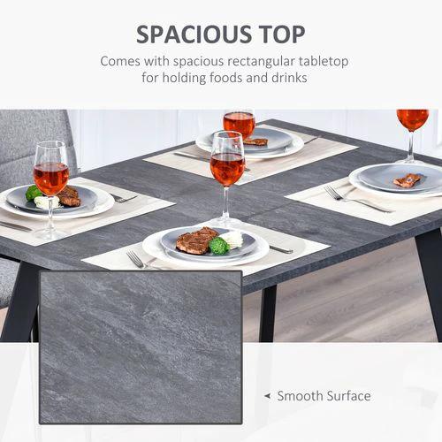 Unbranded Modern Rectangular Dining Table with Metal Legs Indoor, Dark Grey - Dining Table