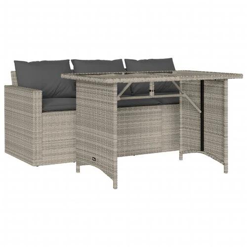 vidaXL 2 Piece Garden Dining Set with Cushions Light Grey Poly Rattan by vidaXL