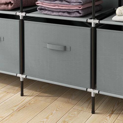 HOMCOM HOMCOM Fabric Wardrobe 166x42.5x169.5 cm with 12 Shelves and 2 Hanging Rails Foldable Closet for Bedroom Storage and Organization - Wardrobe