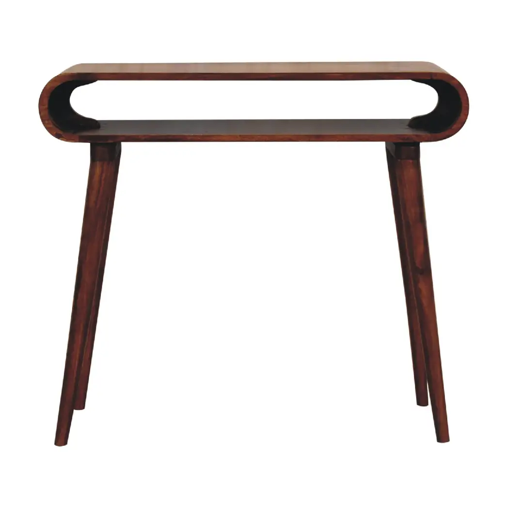 Artisan Furniture Artisan Furniture Solid Wood Amaya Nordic Style Console Table, 1 Shelf, Dark Brown - Console Table