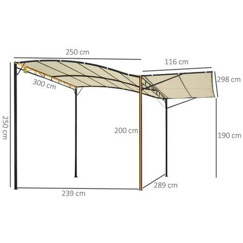 N/A Sturdy Metal Patio Gazebo 300x250 cm with Extendable Canopy for Outdoor Entertainers - Gazebos