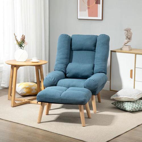 HOMCOM Recliner with Ottoman 3-Position Adjustable Reclining Lounger Sofa Chair - Recliner