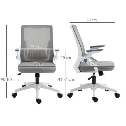 Vinsetto Vinsetto Mesh Office Chair for Home with Lumbar Support, Flip-up Arm, Wheels - Office Chair