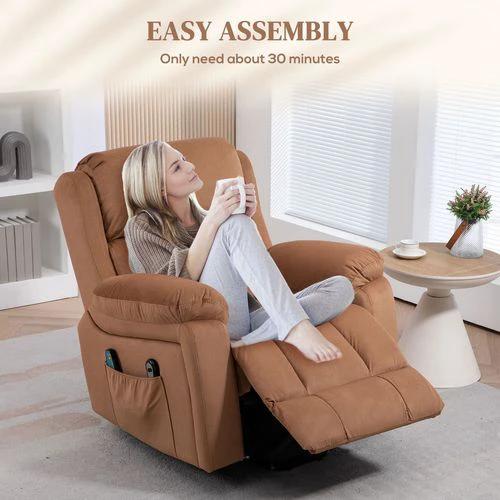 HOMCOM Lift Chair Riser and Recliner Chair with Vibration Massage, Heat, Brown by HOMCOM