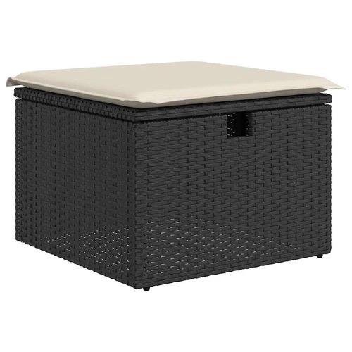 vidaXL vidaXL 2 Piece Garden Sofa Set with Cushions Black Poly Rattan Acacia - Garden Sofa Sets