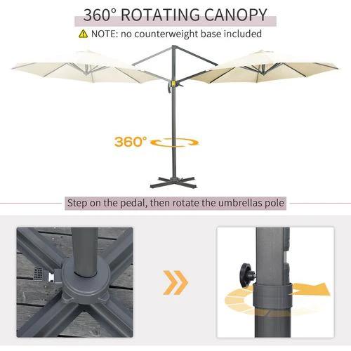 Outsunny 3 x 3(m) Cantilever Parasol Garden Umbrella with Cross Base White - Parasol