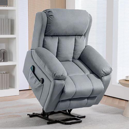 HOMCOM Lift Chair Riser and Recliner Chair with Vibration Massage, Heat, Grey by HOMCOM
