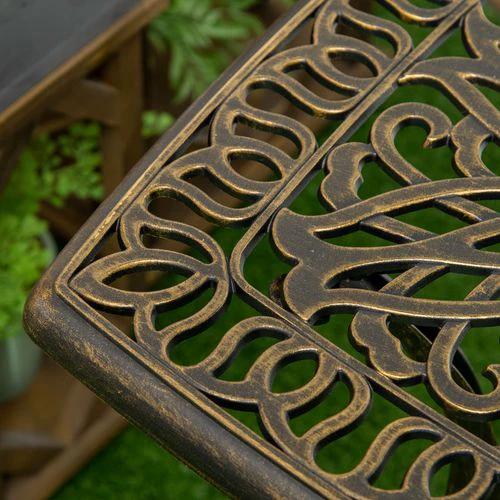 Outsunny Outsunny 54 x 54cm Aluminium Outdoor Garden Side Table w/ Umbrella Hole, Bronze - Garden Table