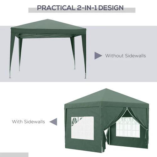 Outsunny 3mx3m Pop Up Gazebo Party Tent Canopy Marquee with Storage Bag Green by Outsunny