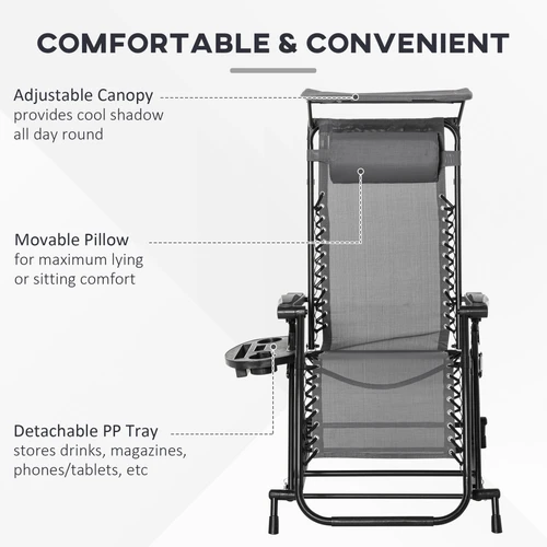 Folding Recliner Chair with Adjustable Backrest and Zero-Gravity Design for Outdoor Relaxation by Unbranded