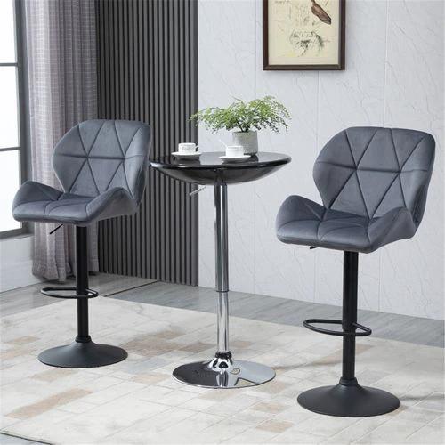 N/A Adjustable Swivel Bar Stools Set of Two with Diamond Stitching and Footrest for Modern Home Bars and Kitchens -
