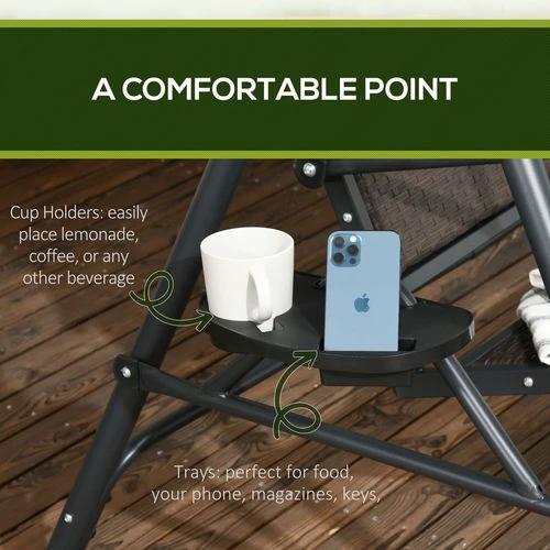 Outsunny Outsunny 3 Seater Garden Swing Seat Bench with Adjustable Canopy, Rattan Seat - Hammocks