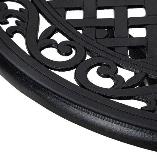 Outsunny Garden Table with Parasol Hole for 2-4, Cast Aluminium Frame - Black by Outsunny