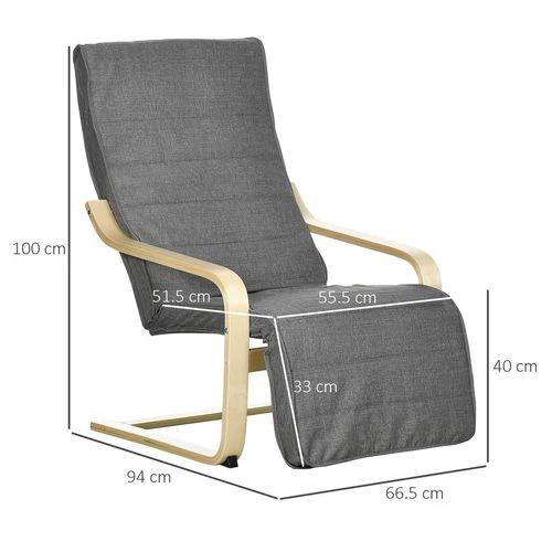Lounge Chair Recliner Adjustable Footrest Home Dark Grey by HOMCOM