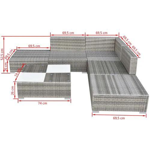 6 Piece Garden Lounge Set with Cushions Poly Rattan Grey by vidaXL