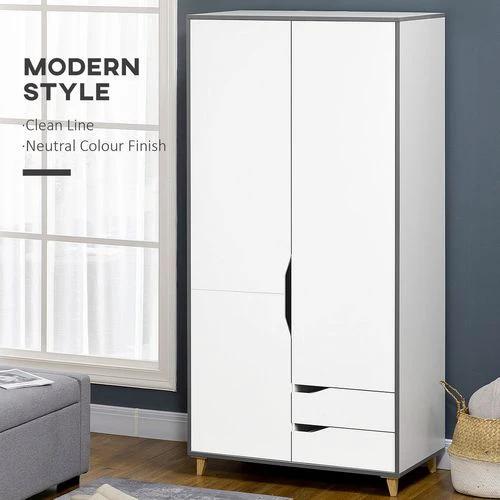 HOMCOM Wardrobe with Drawers, Shelves, Hanging Rail, Bedroom Clothes Organizer, White - Wardrobe