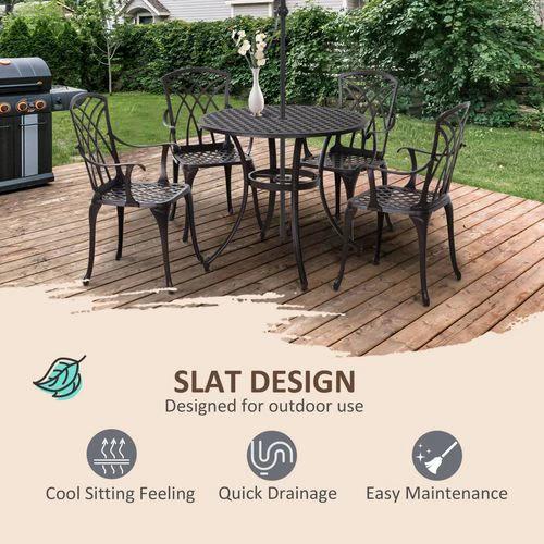 Outsunny Sturdy Cast Aluminium 4-Seater Garden Table Set for Small Spaces - Uncategorized Garden Set