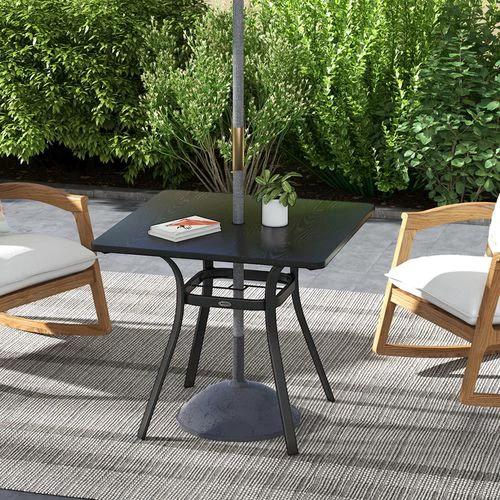 Outsunny Garden Table with Metal Tabletop, Steel Frame for Balcony, Porch, Black by Outsunny