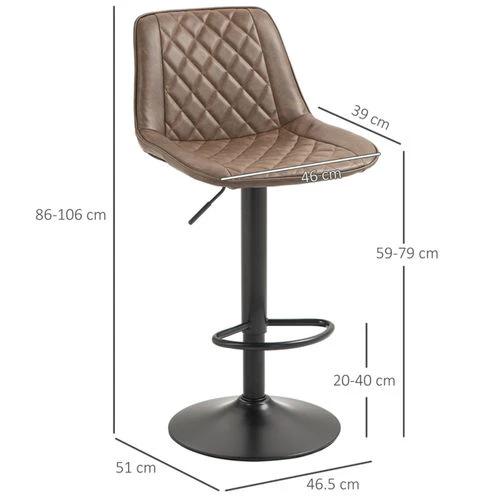 Adjustable Faux Leather Bar Stools with 360 Degree Swivel and Footrest for Stylish Home Dining by N/A