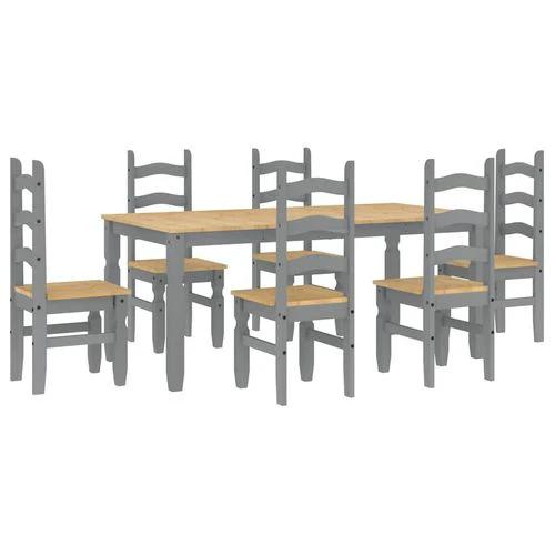 vidaXL vidaXL 7 Piece Dining Set Panama Grey Solid Wood Pine - Dining Set